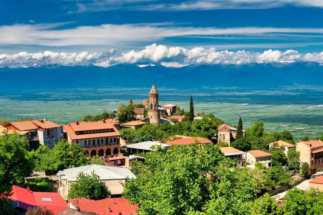 Panorama of Sighnaghi over the Alazani Valley