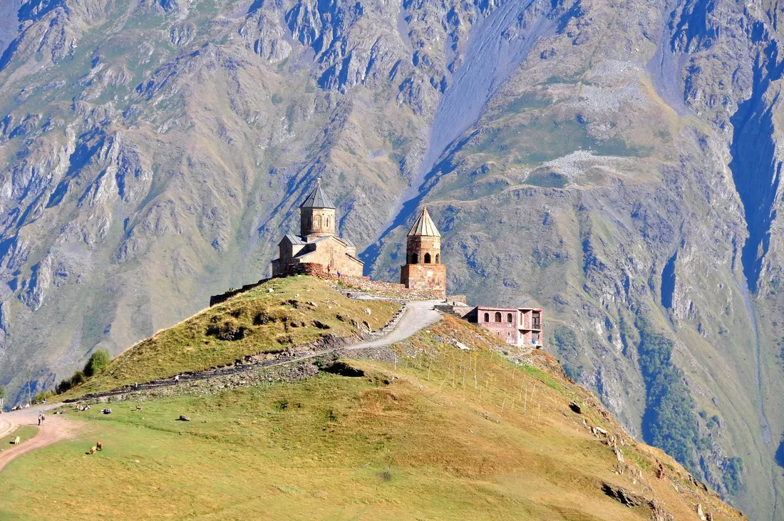 Gergeti church beneath Mount Kazbek