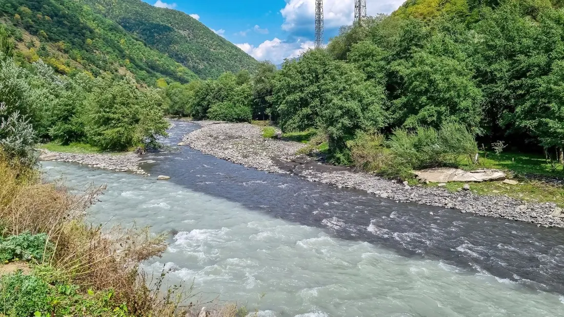 A river in the Caucasus mountains